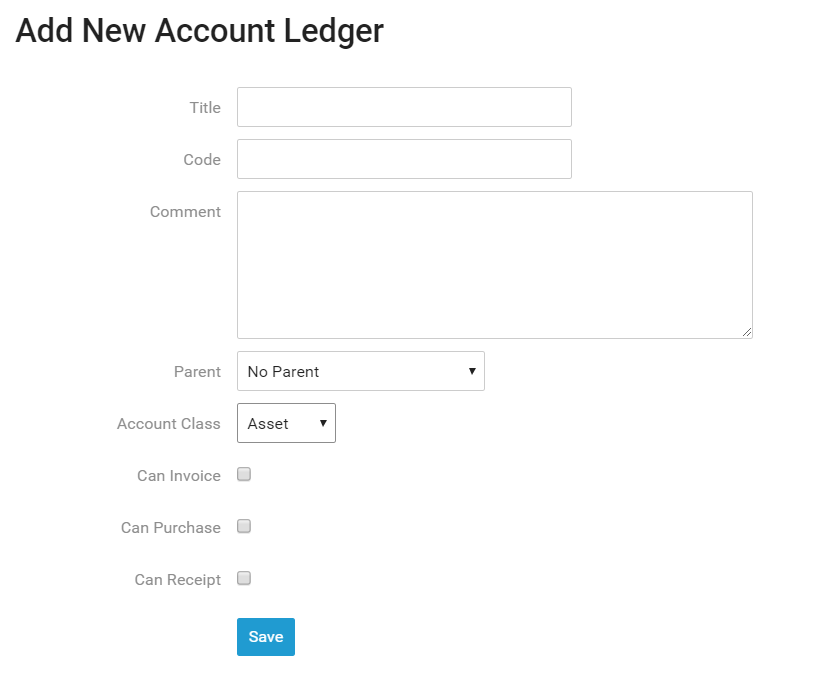 Add New Account Ledger