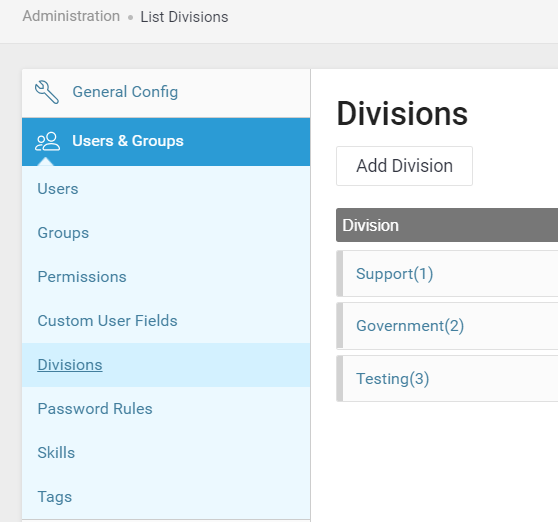 Divisions