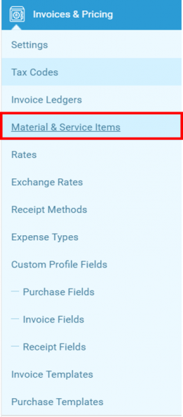 Material Service Items 1234