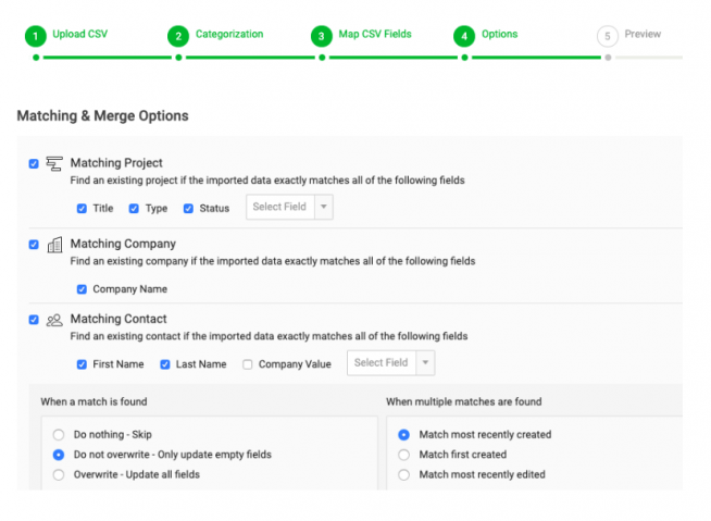 Matching Merge Options 123