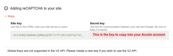 reCAPTCHA Keys