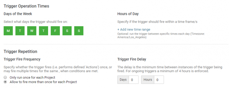 trigger frequency settings