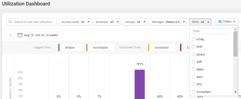 UtilizationDashboardSkillsFilter