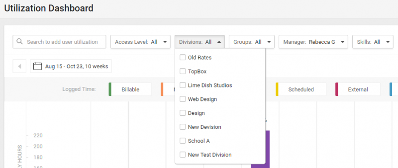 UtilizationDashboardDivisionFilter