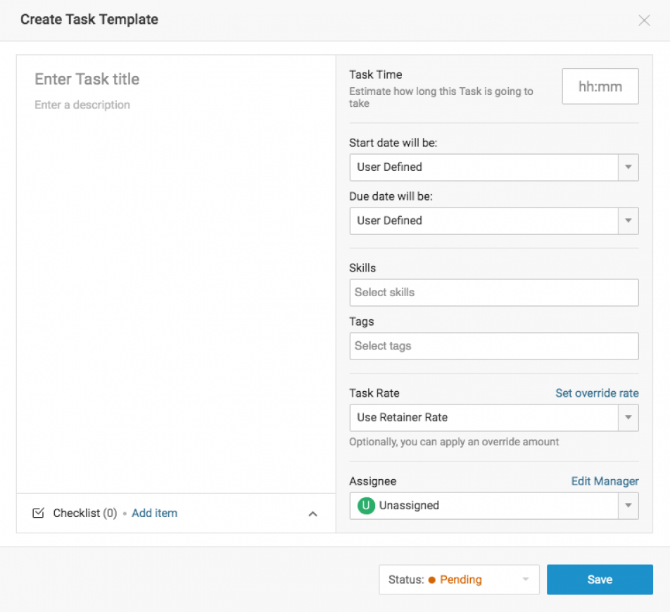 Create Task Template