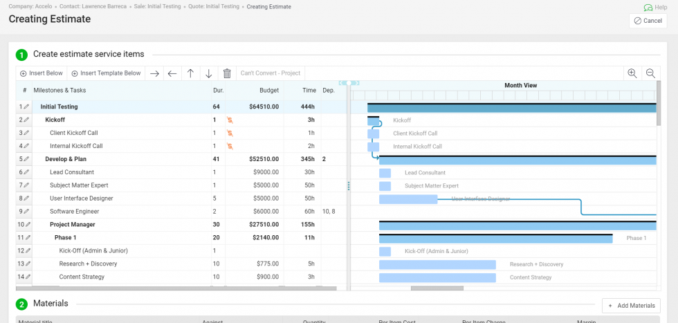 Creating Estimate Plan 123