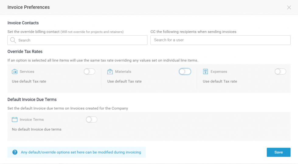 Invoice Preferences 12345