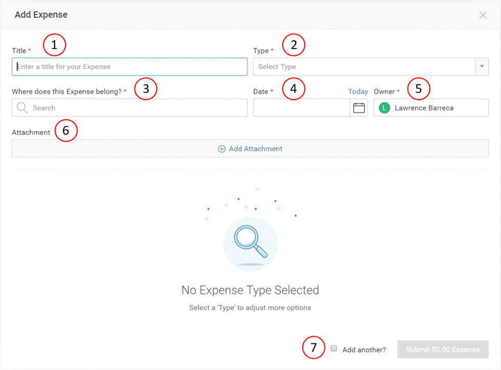 Add Expense Modal 123