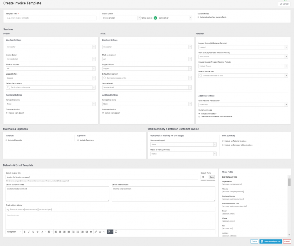 Create Invoice Template full