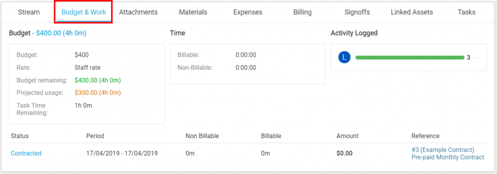 View Ticket Budget Work 2