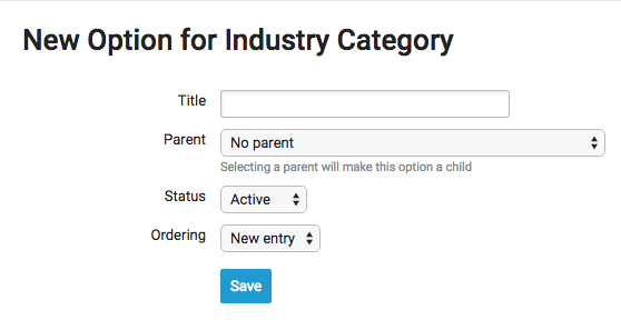 accelo.New Option for Industry Category